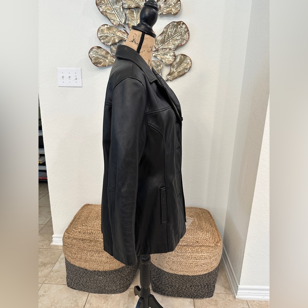 Wilsons Leather Black Genuine Leather Button-Front Jacket Coat Women’s L - Picture 5 of 10